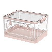 Ящик пластиковый складной прозрачный, дно розовое, 490х360х280 мм, с колесиками в Рыбинске