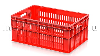 Ящик для молока, мяса, овощей и фруктов большая перфорация дно сплошное красный в Рыбинске