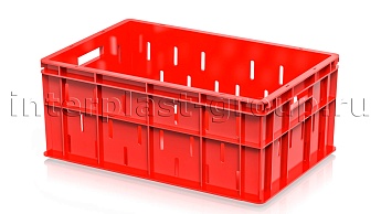 Ящик для молока, мяса, овощей и фруктов малая перфорация дно сплошное красный в Рыбинске
