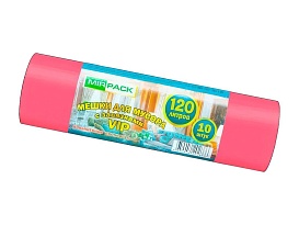 Мешки для мусора 120 л, с завязками, красные, в рулоне 10 шт., ПНД, 15 мкм, 800х750 мм, VIP, Z12010red в Рыбинске