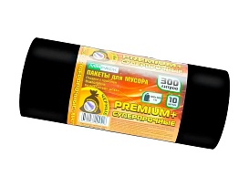 Мешки для мусора 300 л, черные, в рулоне 10 шт., ПВД 70 мкм, 1400х1000 мм, PREMIUM+, 30010160 в Рыбинске
