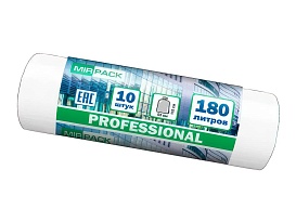 Мешки для мусора 180 л, прозрачные, в рулоне 10 шт., ПВД, 30 мкм, 1100х930 мм, PROFESSIONAL, 180104408 в Рыбинске