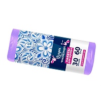 Мешки для мусора 30 л, сиреневые, в рулоне 60 шт., ПНД, 6 мкм, 560х480 мм, Узоры Чистоты, МУ4251 (МН 30-60сир) в Рыбинске