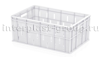 Ящик для молока, мяса, овощей и фруктов малая перфорация дно сплошное белый в Рыбинске Ящик для молока, мяса, овощей и фруктов малая перфорация дно сплошное белый в Рыбинске