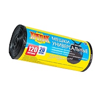 Мешки для мусора 120 л, черные, в рулоне 20 шт., ПНД, 15 мкм, 1100х700 мм, Крепак, 4607075710207 в Рыбинске