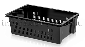 Ящик универсальный для овощей, фруктов и хлеба перфорированные стенки сплошное дно черный в Рыбинске