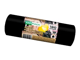 Мешки для мусора 180 л, ароматизированные, черные, в рулоне 10 шт., ПВД, 70 мкм, 1100х930 мм, СТРОЙКА, S18010110 в Рыбинске