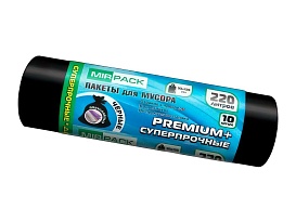 Мешки для мусора 220 л, черные, в рулоне 10 шт., ПВД, 45 мкм, 1250х930 мм, PREMIUM+, 2201068 в Рыбинске