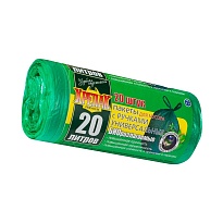 Мешки для мусора 20 л, биоразлагаемые, с ручками, черные, в рулоне 30 шт., ПНД, 10 мкм, 550х440 мм, Крепак, 4607075710047 в Рыбинске