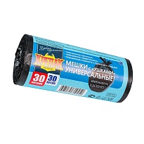 Мешки для мусора 30 л, с ушками, черные, в рулоне 30 шт., ПНД, 9 мкм, 600х500 мм, Крепак, 4607075710450 в Рыбинске Мешки для мусора 30 л, с ушками, черные, в рулоне 30 шт., ПНД, 9 мкм, 600х500 мм, Крепак, 4607075710450 в Рыбинске