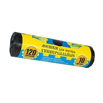 Мешки для мусора 120 л, с ушками, черные, в рулоне 10 шт., ПНД, 13 мкм, 1050х680 мм, Крепакоф, 4607075710252 в Рыбинске Мешки для мусора 120 л, с ушками, черные, в рулоне 10 шт., ПНД, 13 мкм, 1050х680 мм, Крепакоф, 4607075710252 в Рыбинске