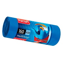 Мешки для мусора 160 л, с ушками, синие, в рулоне 10 шт., ПВД, 30 мкм, 1250х900 мм, PACLAN Multitop, 604064 в Рыбинске