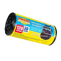 Мешки для мусора 120 л, черные, в рулоне 30 шт., ПНД, 15 мкм, 1100х700 мм, Крепак, 4607075710122 в Рыбинске