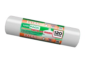 Мешки для мусора 120 л, белые, в рулоне 10 шт., ПНД, 14 мкм, 1100х700 мм, EXTRA, ex1201803 в Рыбинске