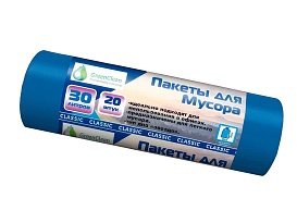 Мешки для мусора 30 л, синие, в рулоне 20 шт., ПНД, 7 мкм, 600х500 мм, MIRPACK Classik, 302041 в Рыбинске