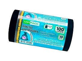 Мешки для мусора 100 л, черные, в рулоне 10 шт., ПВД, 70 мкм, 1000х600 мм, PREMIUM+, 1001076 в Рыбинске
