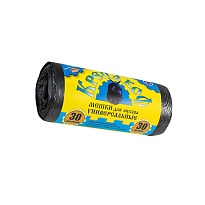 Мешки для мусора 30 л, с ушками, черные, в рулоне 30 шт., ПНД, 8 мкм, 580х460 мм, Крепакоф, 4607075710238 в Рыбинске
