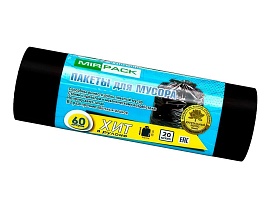 Мешки для мусора 60 л, ароматизированные, черные, в рулоне 20 шт., ПНД, 8 мкм, 800х600 мм, ХИТ, 6020867 в Рыбинске