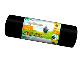 Мешки для мусора 180 л, ароматизированные, черные, в рулоне 10 шт., ПВД, 100 мкм, 1100х930 мм, Добрыня, Dob18010black в Рыбинске